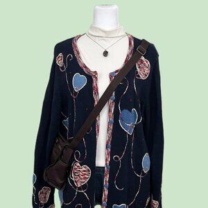 y2k navy heart plus size girly cozy cottagecore knit cardigan